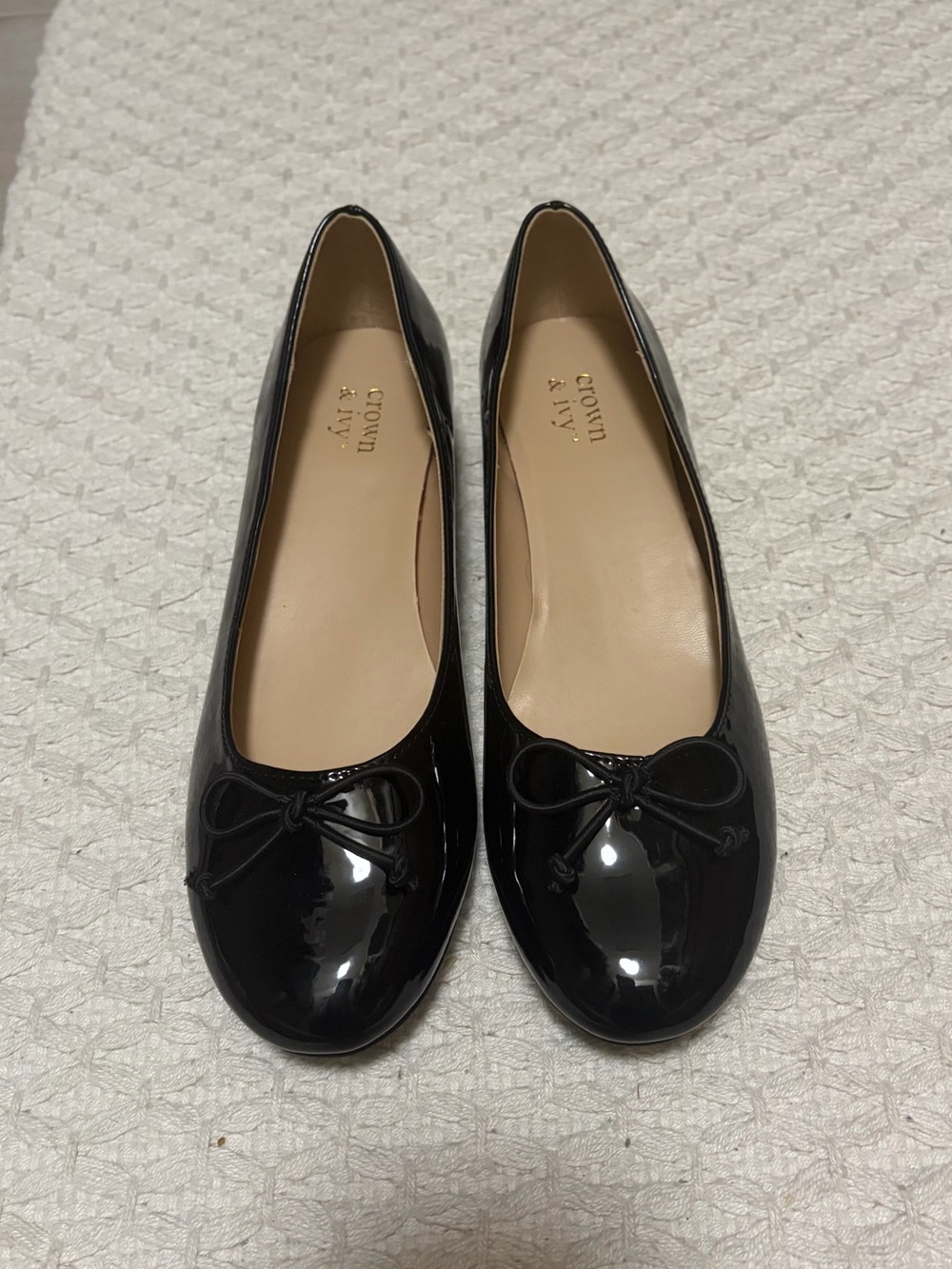 crown & ivy Black Patent Bow Ballet Flats